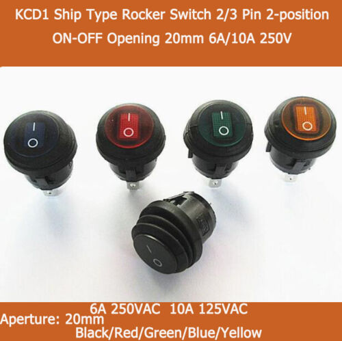 KCD1 Ship Type Rocker Switch 2/3 Pin 2-position ON-OFF Opening 20mm 6A/10A 250V