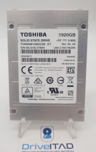 Enterprise SSD Solid State Drive THNSN81Q92CSE Toshiba 1.92TB SATA 6Gb/s 2.5″