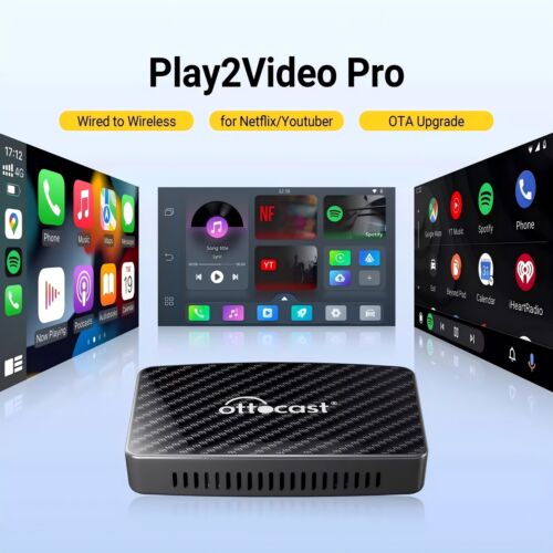 Ottocast Play2Video Pro AIBOX Wireless CarPlay/Android Auto Adapter Netflix IPTV