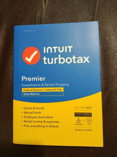 2023 INTUIT TURBOTAX PREMIER INVESTMENTS & RENTAL PROPERTY Federal, E-file,State