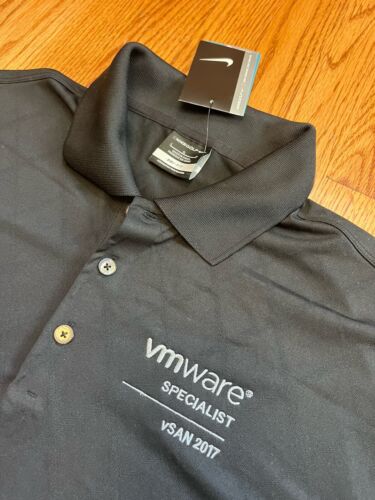 VMWARE logo POLO SHIRT Nike Mens Large Black BRAND NEW w/Tags BNWT LG vSAN L $60