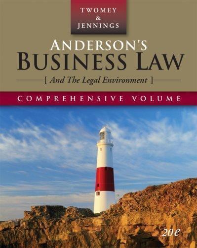 Anderson’s Business Law & The Legal – Hardcover, by Twomey Jennings Greene