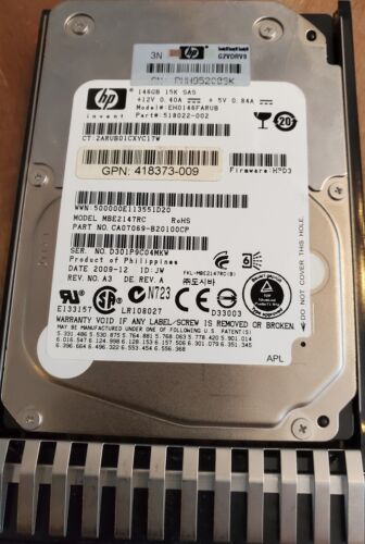 HP 146GB SAS 15K 2.5in DP ENT HDD 504334-001 Fujitsu