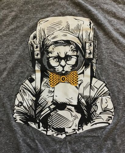 Splunk  VictorOps Techy Kitty Cat Astronaut T-Shirt, Gray, Size Small