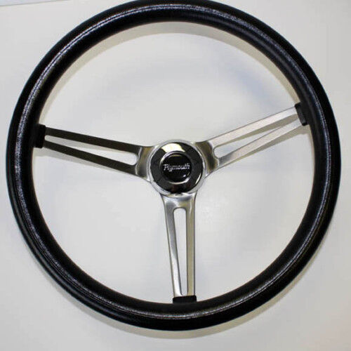 Barracuda Cuda Fury Belvedere Grant Black Steering Wheel 15″ Stainless Spokes