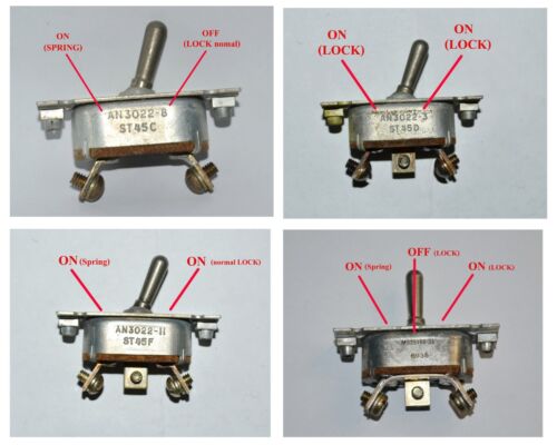 C-H Cutler Hammer WWII Aircraft Toggle Switch 2,3-Screw Terminal 4 models nos