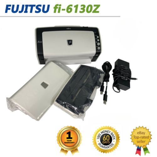 Fujitsu FI-6130Z Duplex Scanner NEW Rollers Trays Adapter USB ZERO ROLLERS COUNT