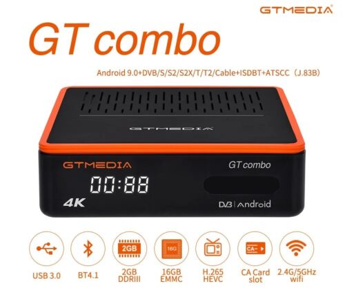 GTMEDIA 8K DVB S2/T2/ATSC FTA Satellite TV Receiver PVR Android Smart TV BOX CI+