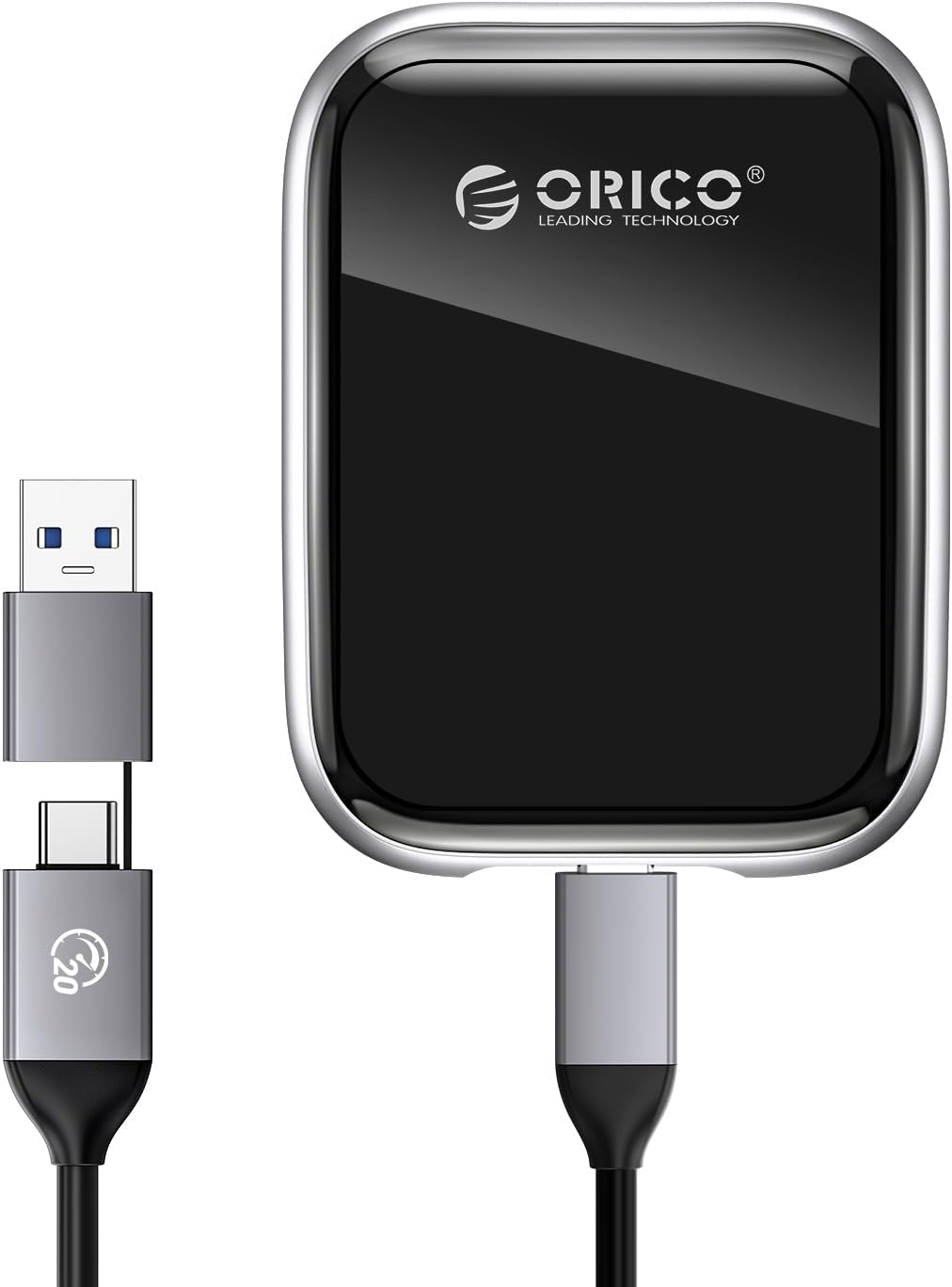 ORICO 2TB Portable SSD Up to 2000MB/s External Solid State Drive, USB 3.2 Gen 2×2 20Gbps with 2 in 1 USB C Cable, Compatibility with MacBook, iPad, iPhone 15, PSSD – A20