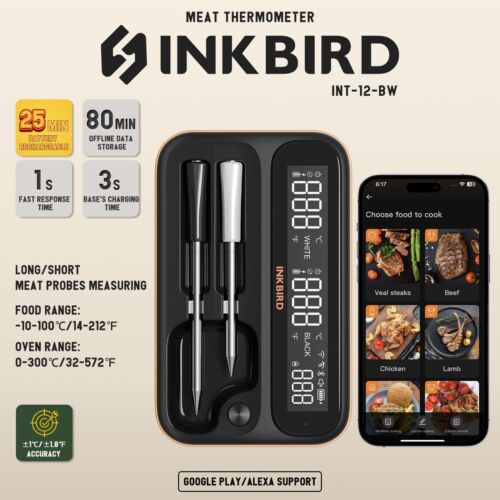 Wireless BBQ Meat Thermometer  WiFi 5G/2.4G Bluetooth 5.4v 80min Data Storage