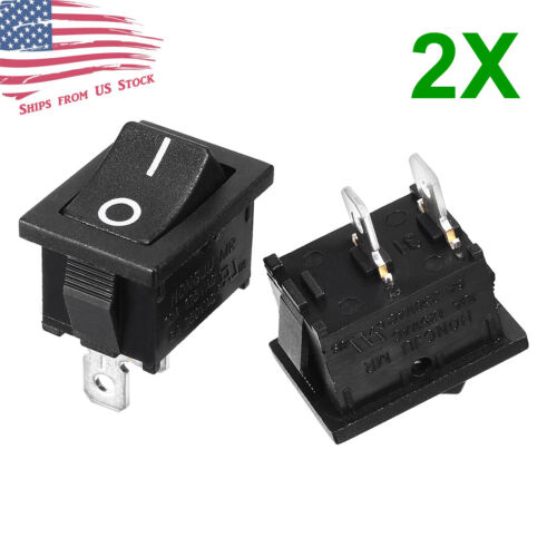 2Pcs Rocker Switch 2 PIN ON-OFF SPST 125VAC/10A 250VAC/3A 21x15mm BLACK KCD1-101