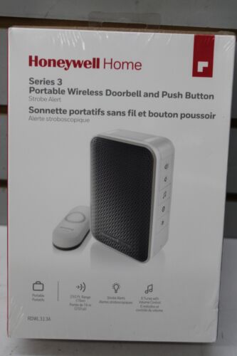 Honeywell RDWL313A 3 Series White Portable Wireless Doorbell & Push Button New