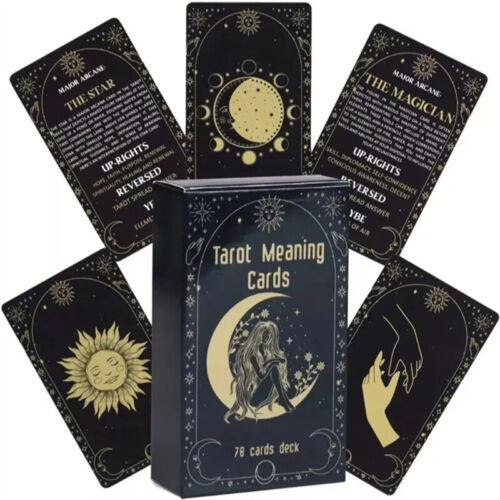 78 Cards Deck Tarot Meaning Cards Black Oracle Spiritual Card Game Board Games