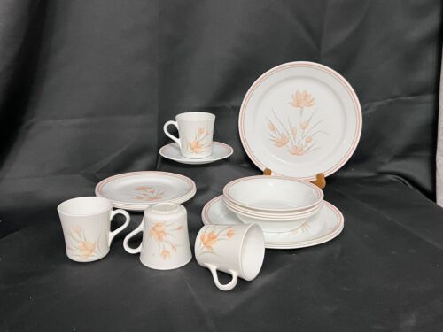 20pc + Bonus Vintage Corelle Peach Floral Dinnerware Service For 4 Corning