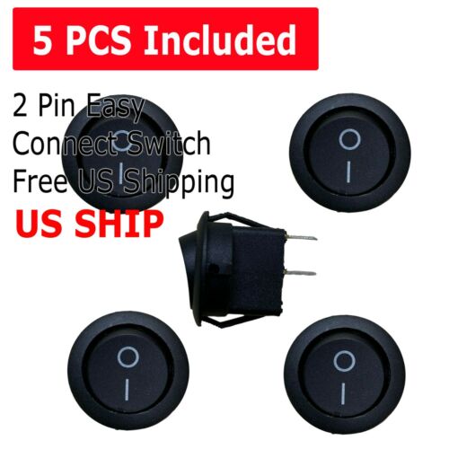 5PCS Round Rocker Switch ON/OFF Toggle Round Button Boat Car Auto Switch 12V US