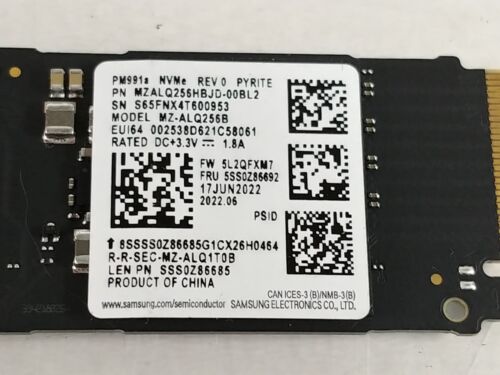 Samsung PM991a MZ-ALQ256B 256 GB NVMe 42mm Solid State Drive