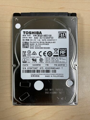 Toshiba MQ01ABD100 1TB 5400RPM 2.5″ SATA 3Gb/s Hard Drive for PS4, PS3, Laptop