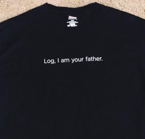 Splunk Log, I Am Your Father Men’s Black Graphic T-Shirt Size Large