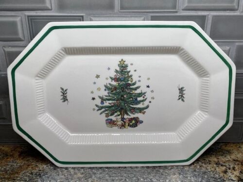 Nikko CHRISTMASTIME Christmas Tree Octagon 16″ Serving Platter EX! SHIPS ASAP