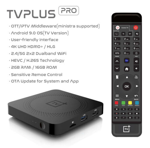 2024 TVPlus PRO Android 9.0 2GB+16GB IPTV SET TOP TV Box 2.4/5G Duo Band Wifi