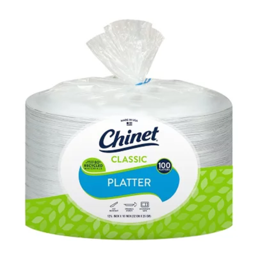 Chinet Classic Platter Paper Plate, 12.63″ X 10″, 100 Ct.