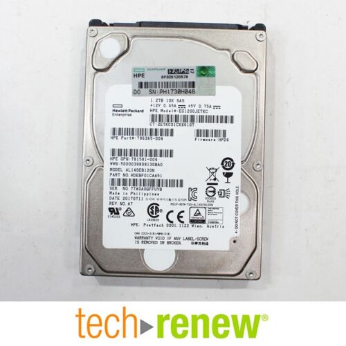 HPE Hard Drives | 1.2TB 2.5″ 12Gbps | 10k RPM SAS | AL14SEB120N | PN 795365-004