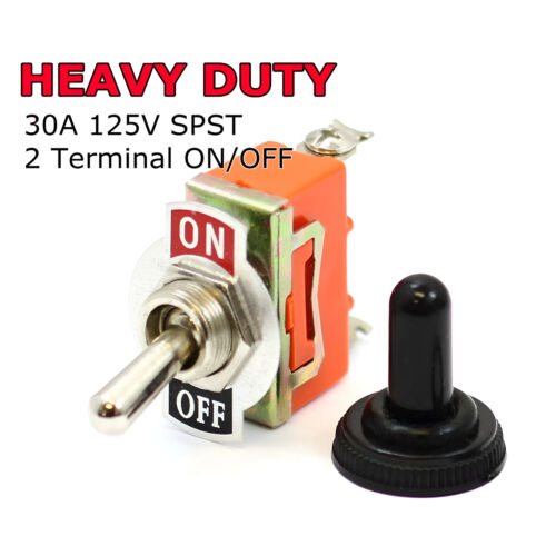 Toggle SWITCH ON/OFF Heavy Duty 15A 125V SPST 2 Terminal Car Boat Waterproof ORG