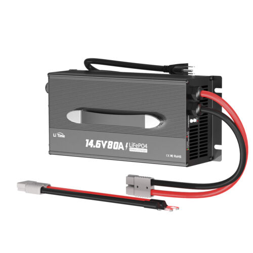 LiTime 14.6V 80A LiFePO4 Lithium Battery Charger Mountable with Cooling Fan LED