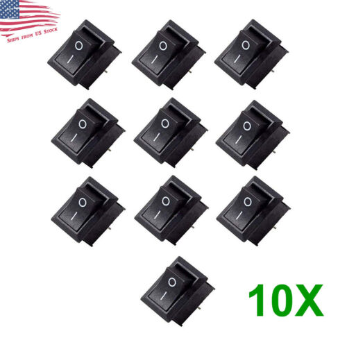 10Pcs Rocker Switch 2 PIN ON-OFF SPST 125VAC/10A 250VAC/6A 21x15mm Blk KCD1-101