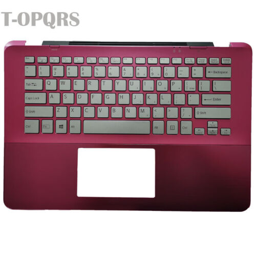 New For Sony Vaio SVF14A SVF14A1C5E Palmrest & US Keyboard Pink Backlit