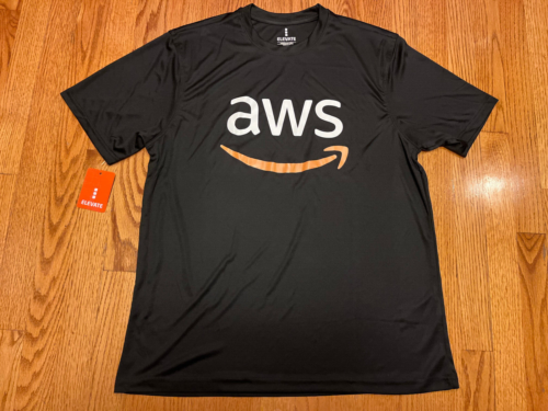 AWS Athletic T-Shirt LG Employee NEW w/TAGS NWT Certified Large Cloud Computing