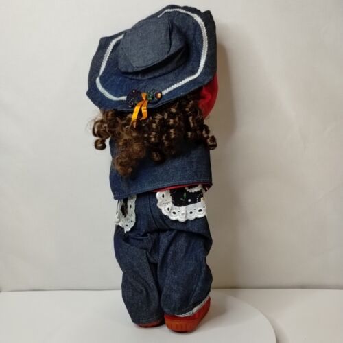 Vtg Time Out Hide & Seek Doll Lifelike Little Girl 18” Denim Outfit Cute Hat