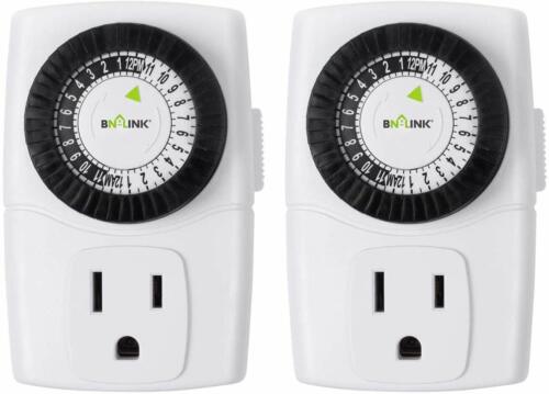 BN-LINK 2Pack Indoor 24Hour Mechanical Outlet Timer In Wall Timer Switch 3 Prong