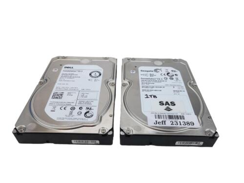 Lot of 2 Seagate ST1000NM0023 1TB 7.2K SAS 3.5″ 6G HDD Dell Hard disk Drive