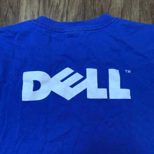 Vintage Dell T Shirt Size Large Y2K Logo Computer Technology Software Blue Tee