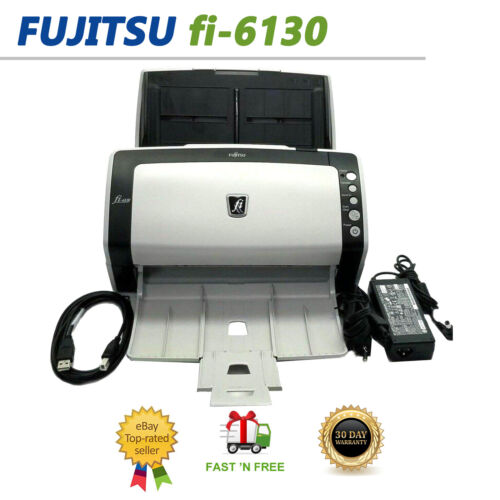 Fujitsu Fi-6130 ADF Document Plastic/Embossed Card Scanner w/Accessories