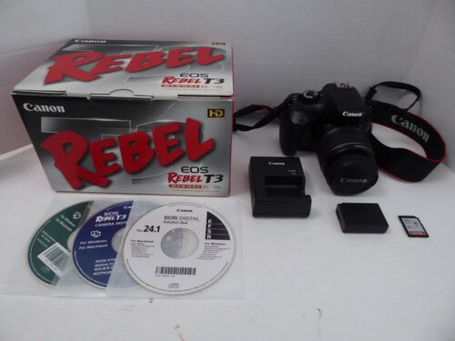 Canon EOS Rebel T3 12.2MP DSLR Camera w/ 18-55mm Lens and 8GB Sandisk SD Card