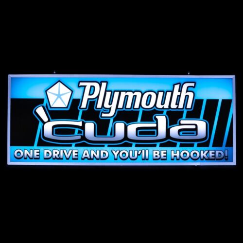 Large Plymouth Cuda backlit sign Hemi Cuda Barracuda Plymouth Rapid Transit Sign