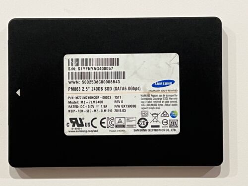 SAMSUNG PM863 240GB 2.5″ SATA III SSD 7mm – Excellent Condition