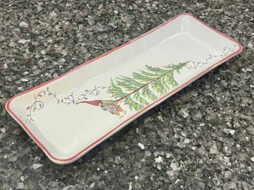 NEW Pottery Barn Forest Gnome Stoneware Cookie Serving Platter Christmas Holiday