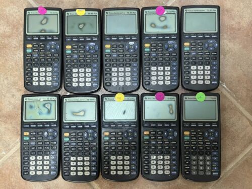 LOT 10 Texas Instruments TI-83 + Plus Graphing Calculator WORKS BAD SCREEN FLAWS