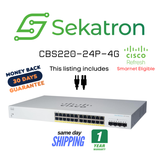 Cisco Refresh CBS220-24P-4G 24-Port PoE+ Gig Switch w/ 4 SFP UplinkFast Ship