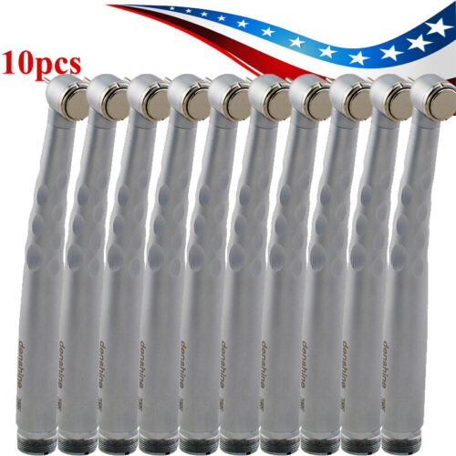 10*Dental High Speed Handpiece Denshine Durable Turbine Large Push Button 2H CE