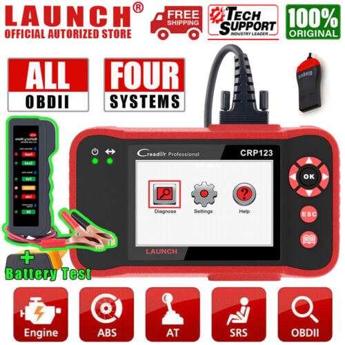 LAUNCH CRP123 Car OBD2 Scanner ABS SRS Engine AT Code Reader Battery Tester Tool