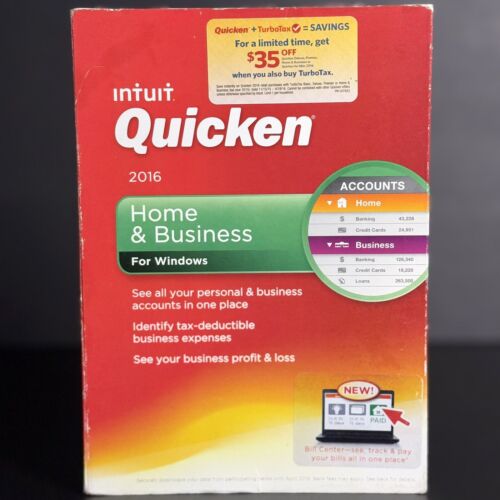 INTUIT Quicken 2016 Home And Business For WINDOWS Vista SP1/7/8/8.1  TESTED