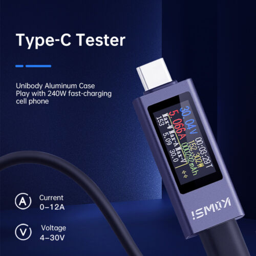 USB Type-C Power Tester Voltage Current Capacity Meter USB-C Multimeter 4-30V US