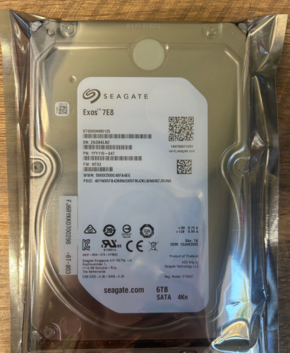 Seagate Exos 7E8 6TB 6Gb/s  3.5″ SATA Hard Drive ST6000NM0125