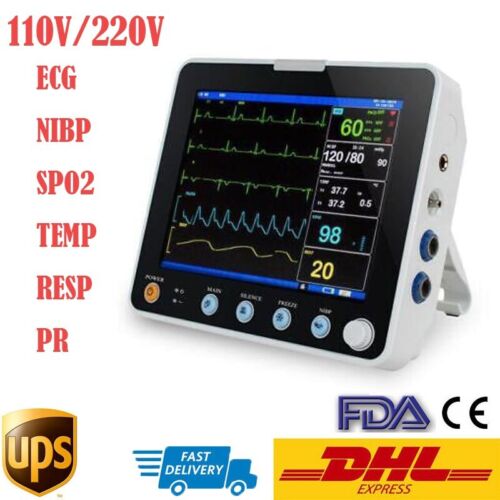 8”Vital Sign Patient Monitor Cardiac Multi-parameters 384hours data memory FDA