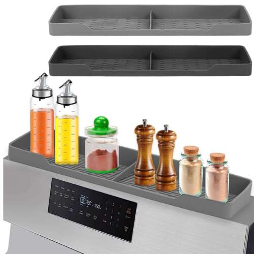 Magnetic Over The Stove Top Kitchen Shelf Non-Slip Silicone Spice Storage Rack