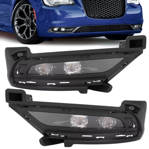 LED Bumper Fog Lights Fog Light Bezel Left+Right Side For Chrysler 300 2015-2024